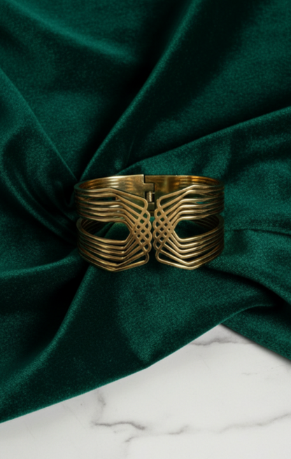 Gold Broad Cuff Bracelet