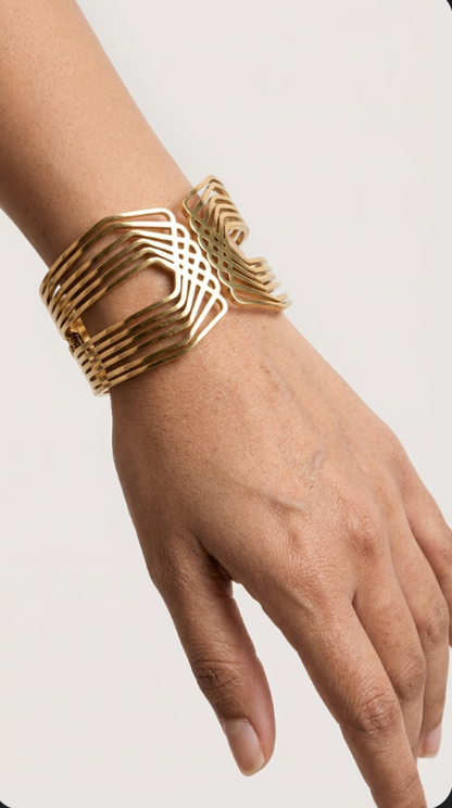 Gold Broad Cuff Bracelet