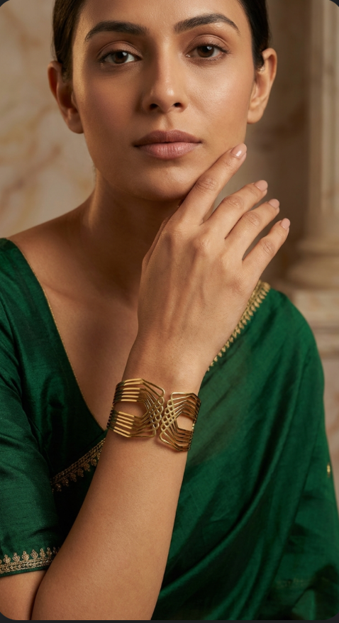 Gold Broad Cuff Bracelet