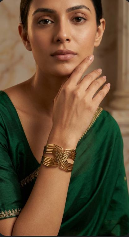 Gold Broad Cuff Bracelet