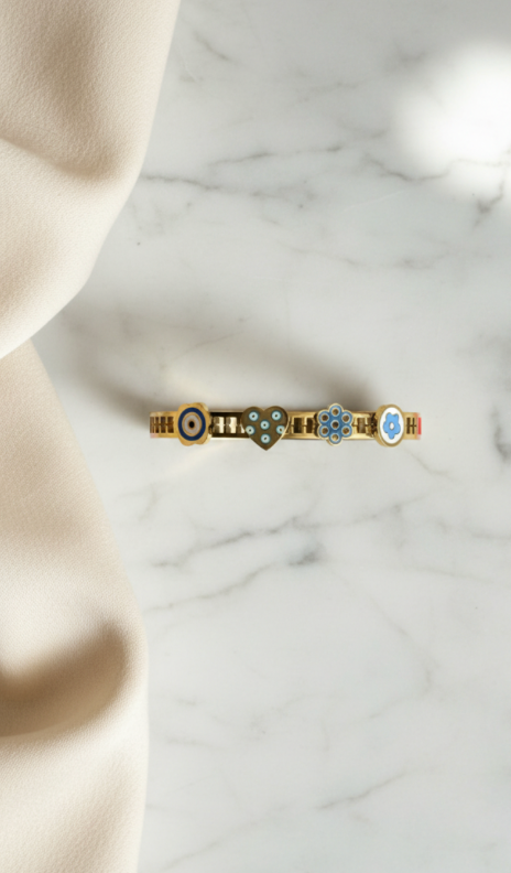 Flora Evil Eye Cuff  Bracelet
