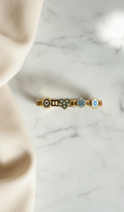 Flora Evil Eye Cuff  Bracelet