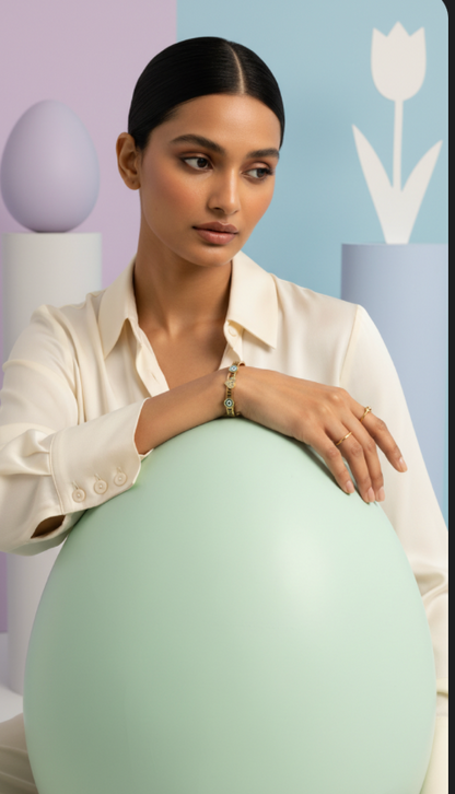 Flora Evil Eye Cuff  Bracelet