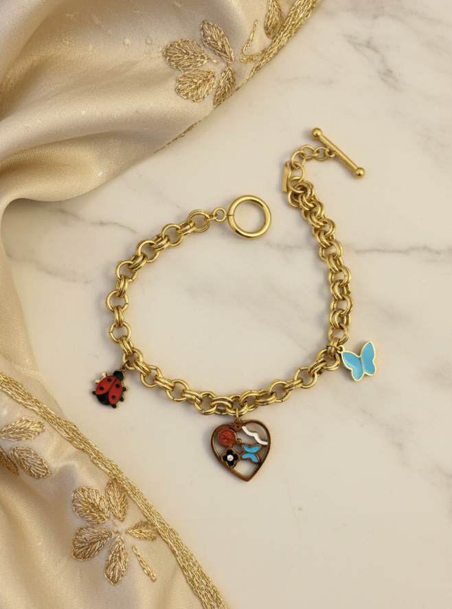 Butterfly Linked Chain Charm Bracelet