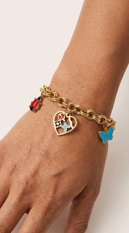 Butterfly Linked Chain Charm Bracelet