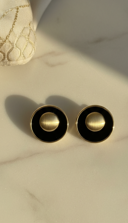 Black Gold Stud Earrings for Women | Minimal Lightweight Daily Wear Jewellry