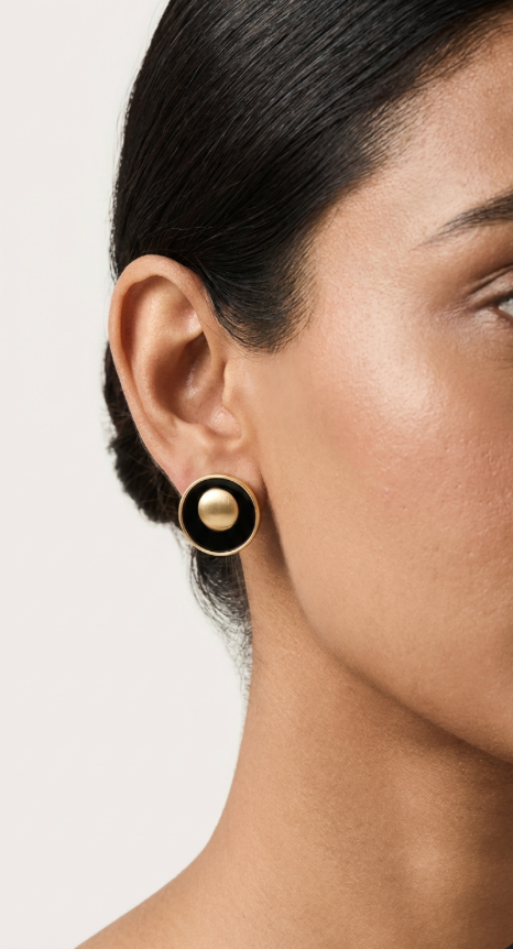 Black Gold Stud Earrings for Women | Minimal Lightweight Daily Wear Jewellry