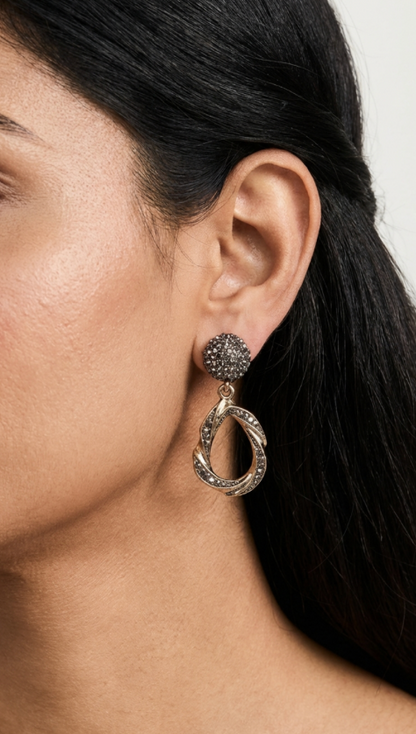 Oxidised Twisted Earrings