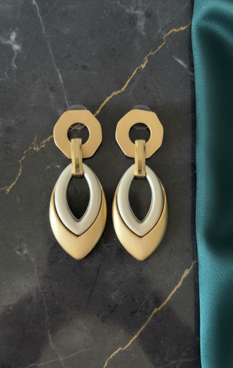 Gold Oval Drop Earrings