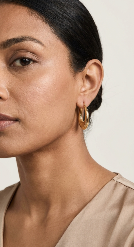 Oval textured Hoop Earrings