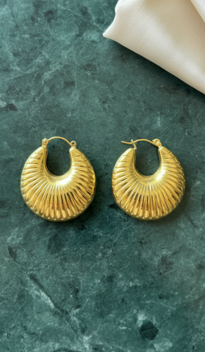 Gold Stripped Hoops