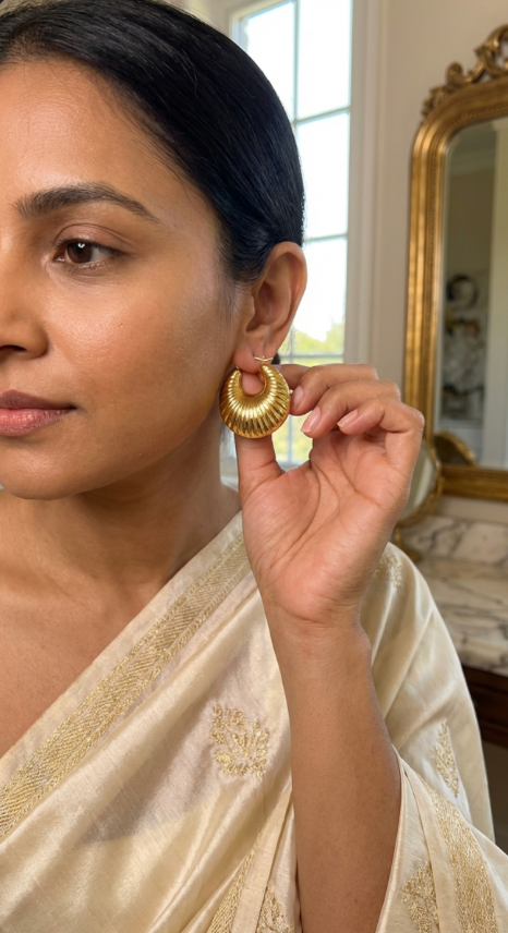 Gold Stripped Hoops