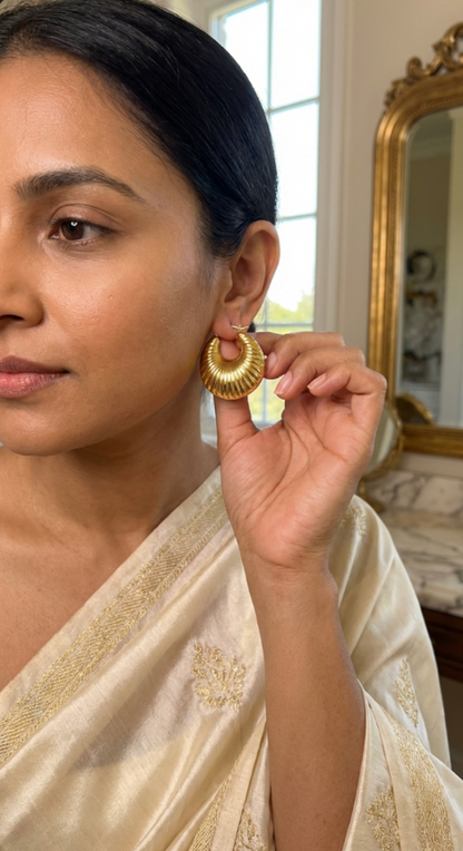 Gold Stripped Hoops