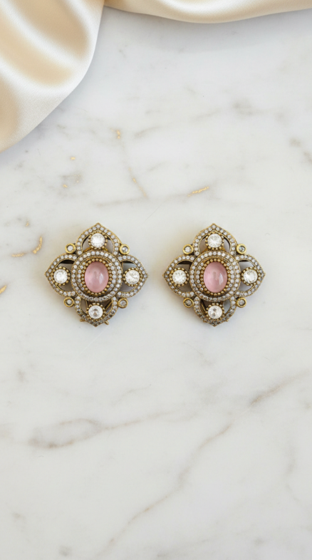 Pink Polki Earrings