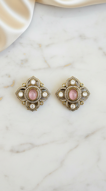 Pink Polki Earrings