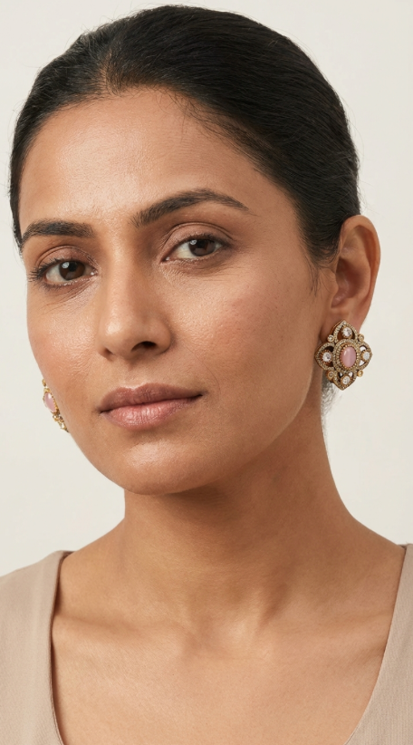 Pink Polki Earrings
