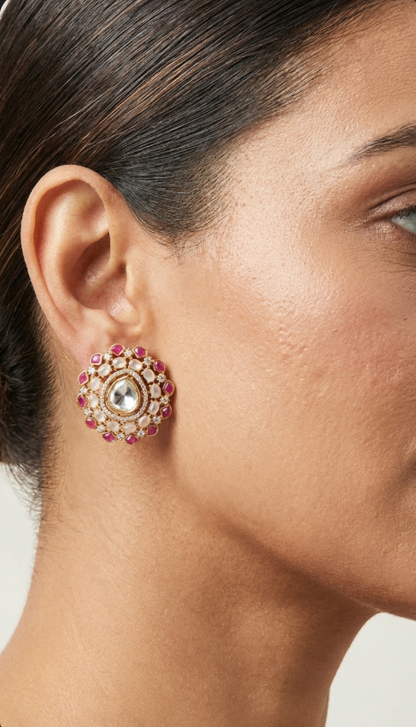 Ruby polki Stud Earrings