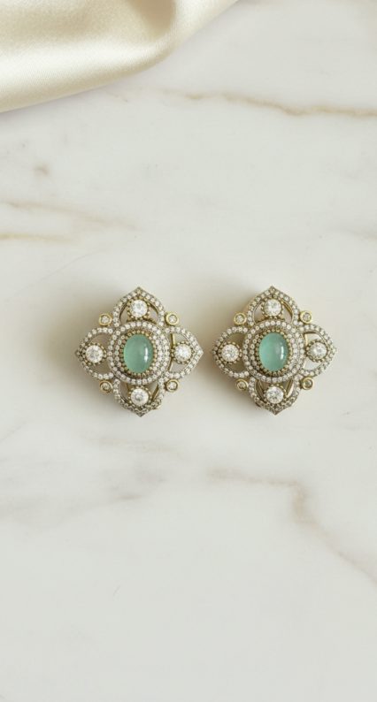 Green Polki Earrings