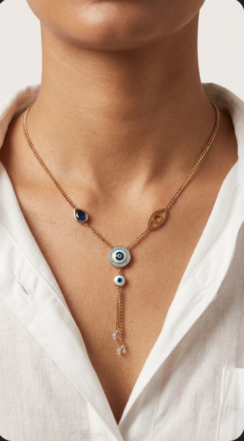 Evil Eye Rose Gold Necklace