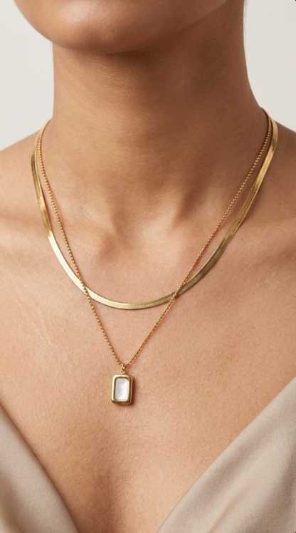 Gold Layered Pearl Pendant Necklace