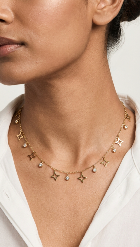 Gold Star Charm Necklace for Women