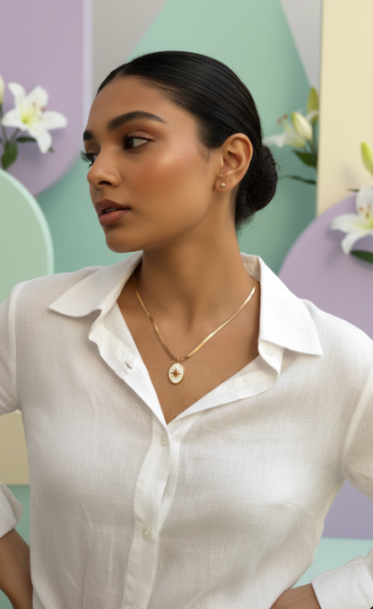 Gold Compass Pendant Necklace for Women