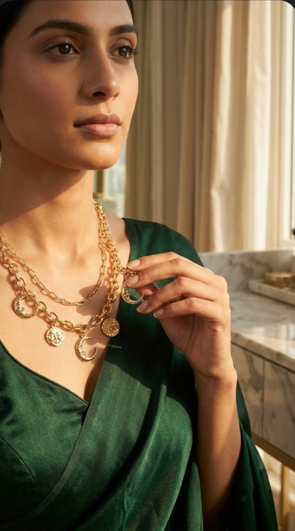 Half moon roman layered Necklace