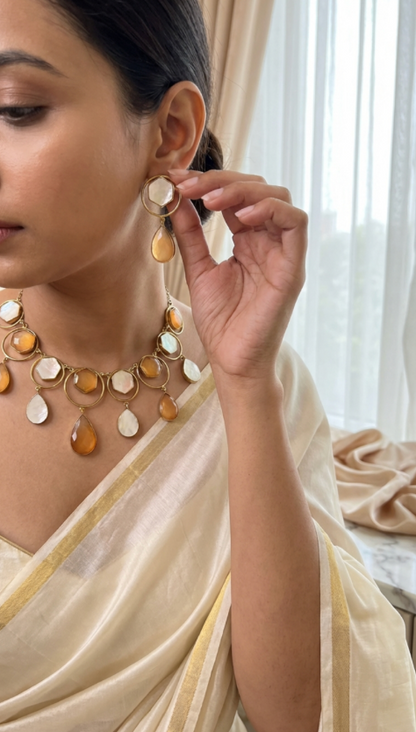 Peach Stone Necklace Set