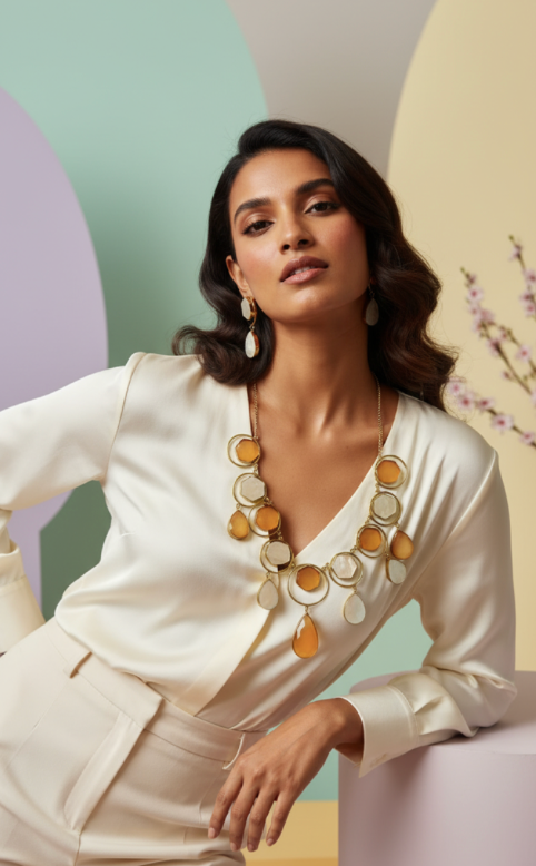 Peach Stone Necklace Set