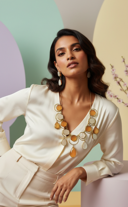 Peach Stone Necklace Set