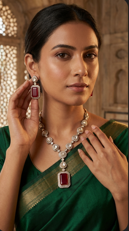 Ruby kundan Polki Necklace set