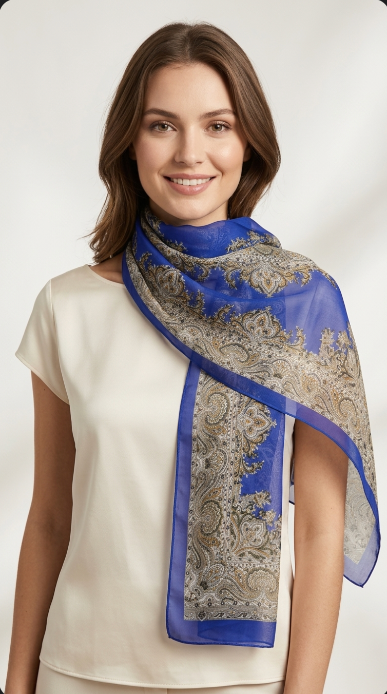 Blue Printed Scarfs for Women
